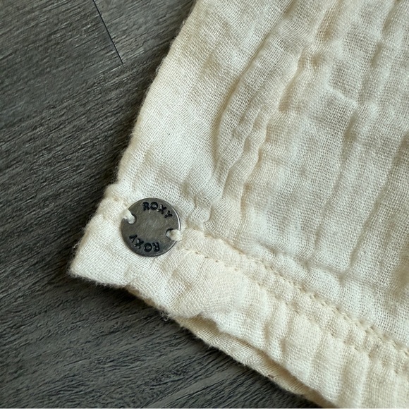 Roxy Cream Off-Shoulder Mini Dress Feminine Cotton Large - Picture 8 of 12